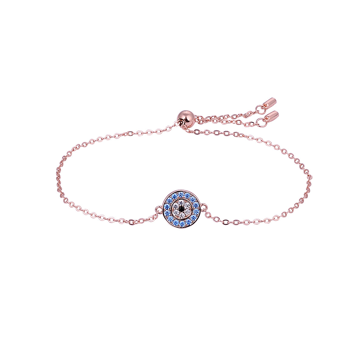 SALLY EVIL EYE ADJUSTABLE ROSE GOLD TENNIS BRACELET