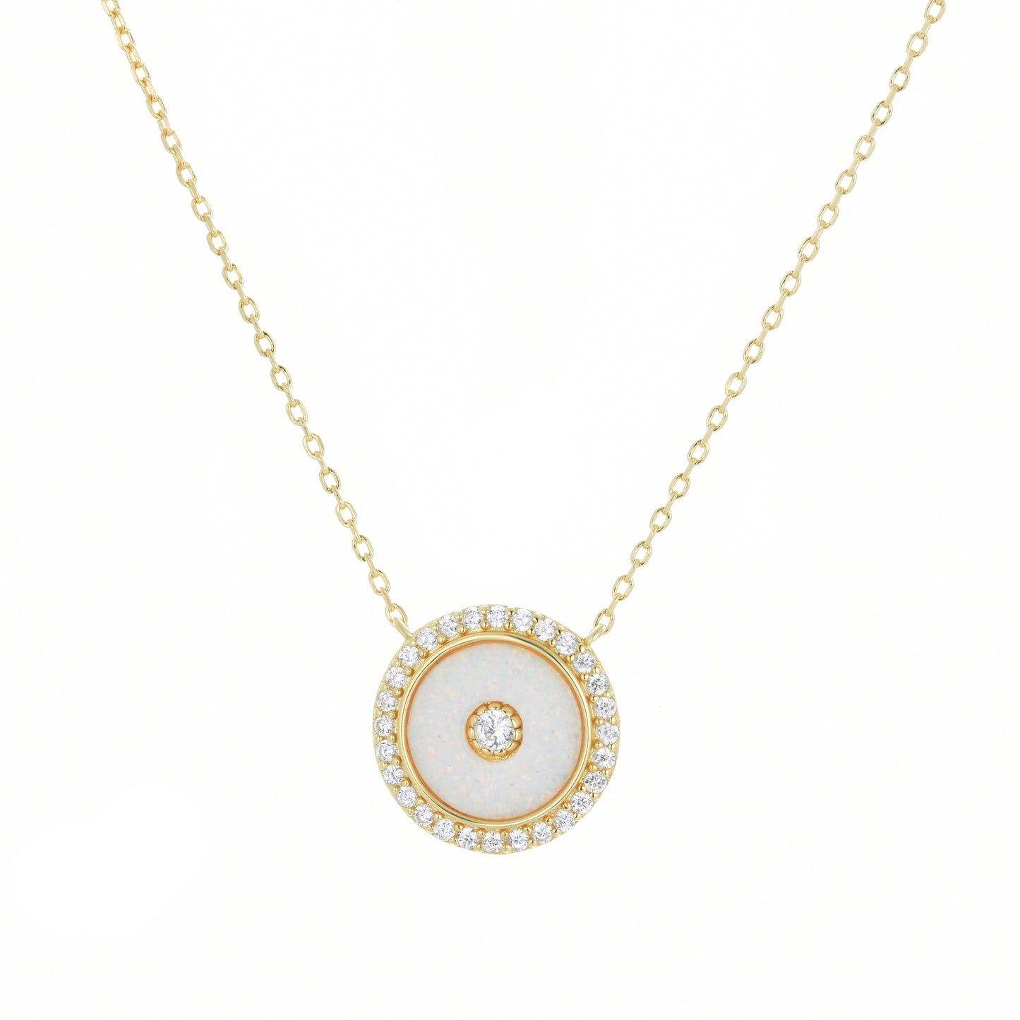 ALYNAH ROUND OPAL GOLD NECKLACE