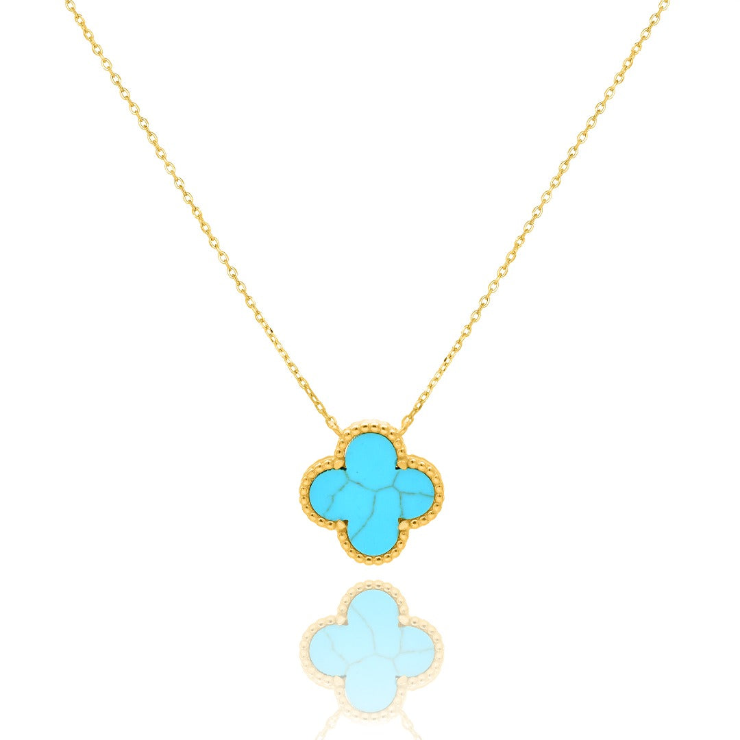 NAIA TURQUOISE CLOVER GOLD NECKLACE