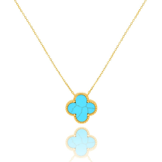 NAIA TURQUOISE CLOVER GOLD NECKLACE
