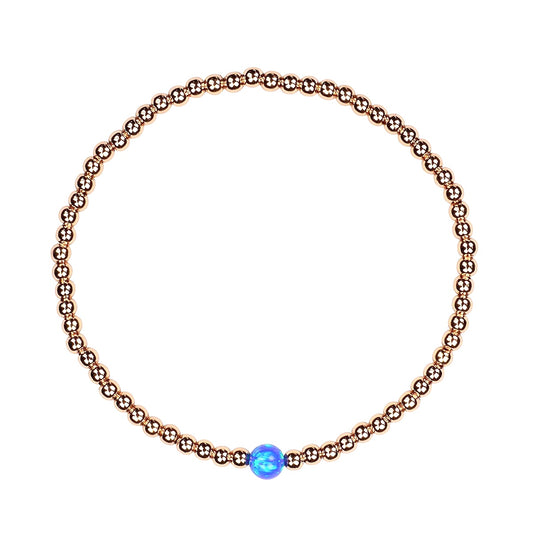 CANCUN (DARK BLUE) OPALITE BEADED GOLD BRACELET