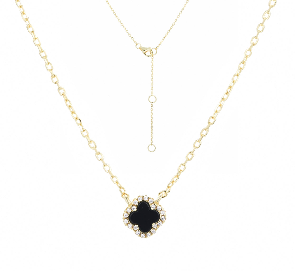 LEILA MINI BLACK CLOVER GOLD NECKLACE