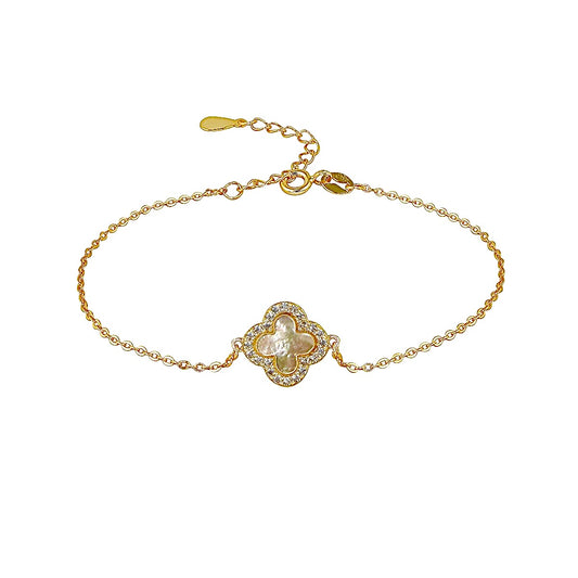 MOTHER OF PEARL CLOVER GOLD BRACELET