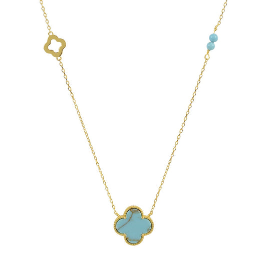 kara turquoise clover gold necklace