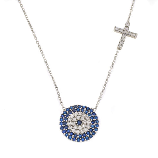 SERENITY EVIL EYE AND CROSS NECKLACE