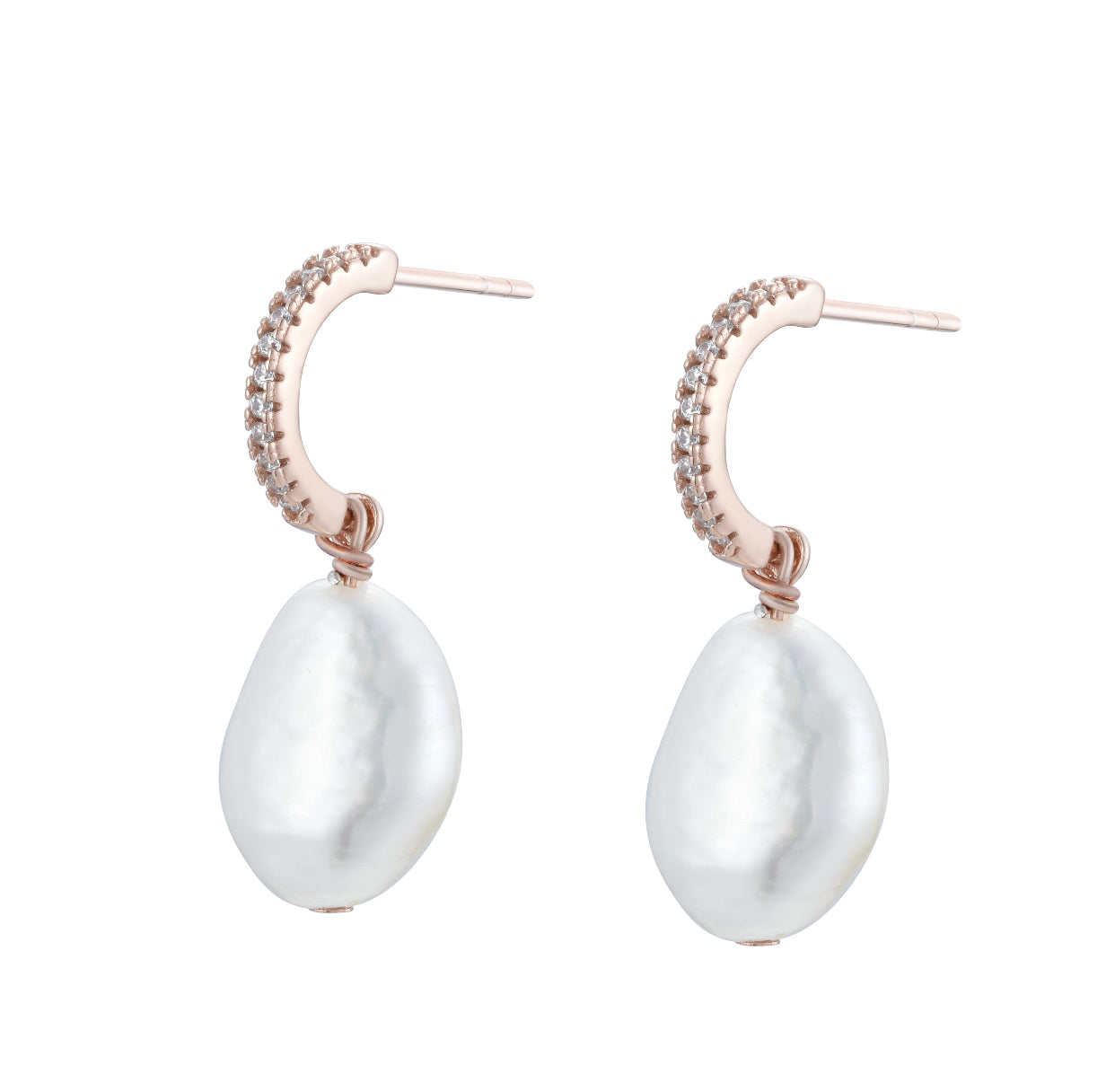 MARGOT FRESHWATER PEARL CRYSTAL ROSE GOLD EARRINGS