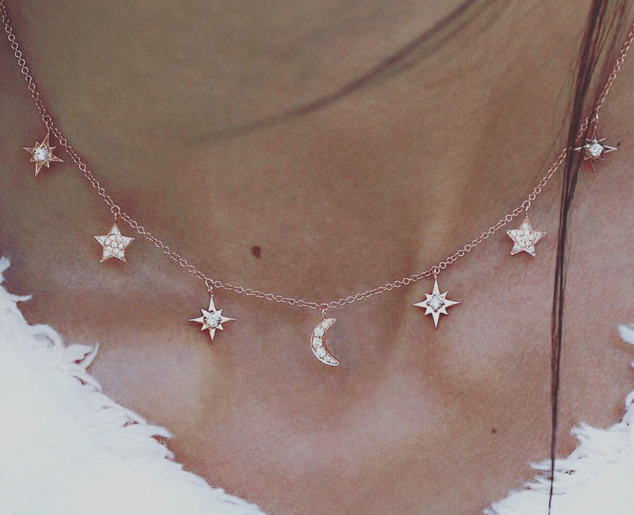 FLEUR MOON & STARS NECKLACE