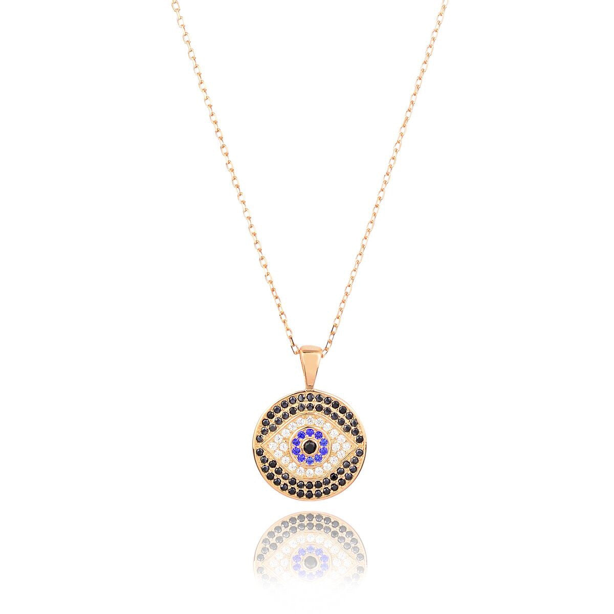 evil eye rose gold necklace