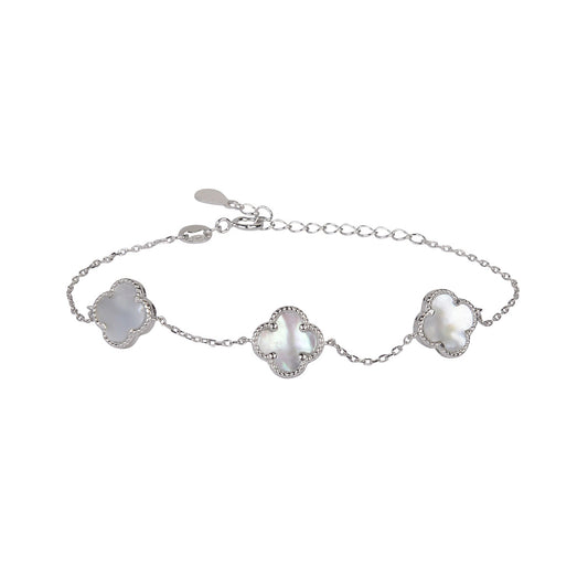 amara mother of pearl clover silver bracelet