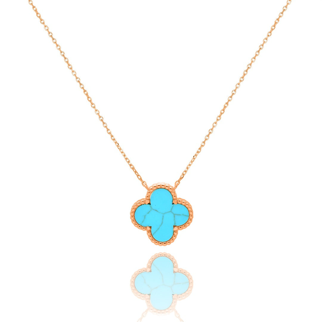 NAIA TURQUOISE CLOVER ROSE GOLD NECKLACE