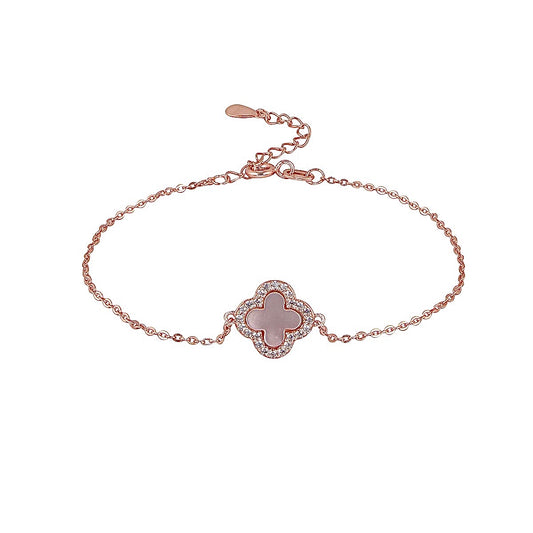 mother of pearl clover rose gold bracelet