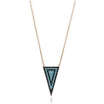 turquoise triangle rose gold necklace