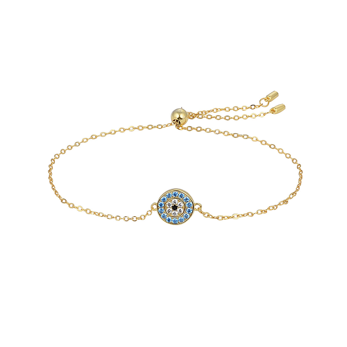 SALLY EVIL EYE ADJUSTABLE GOLD TENNIS BRACELET