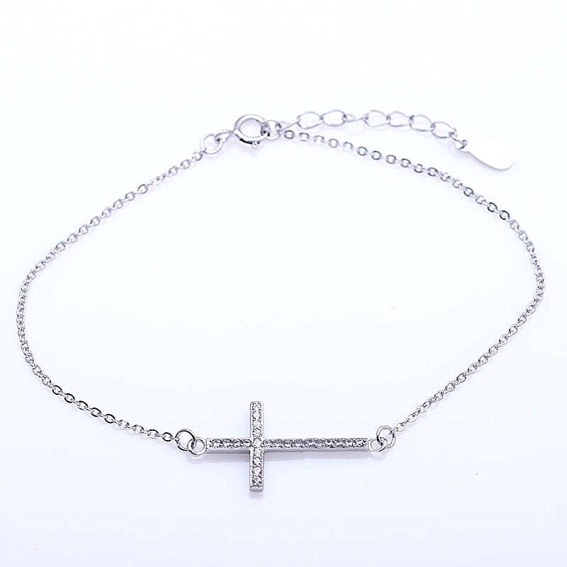 side cross silver bracelet