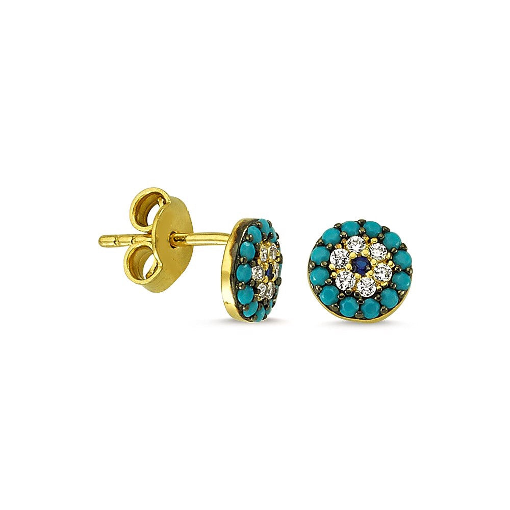 evil eye turquoise silver earrings
