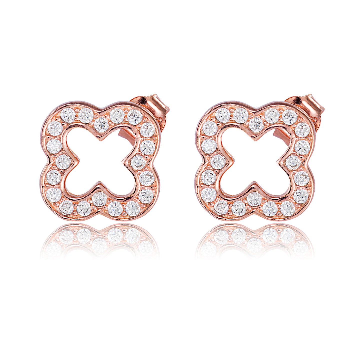 rose gold clover studs