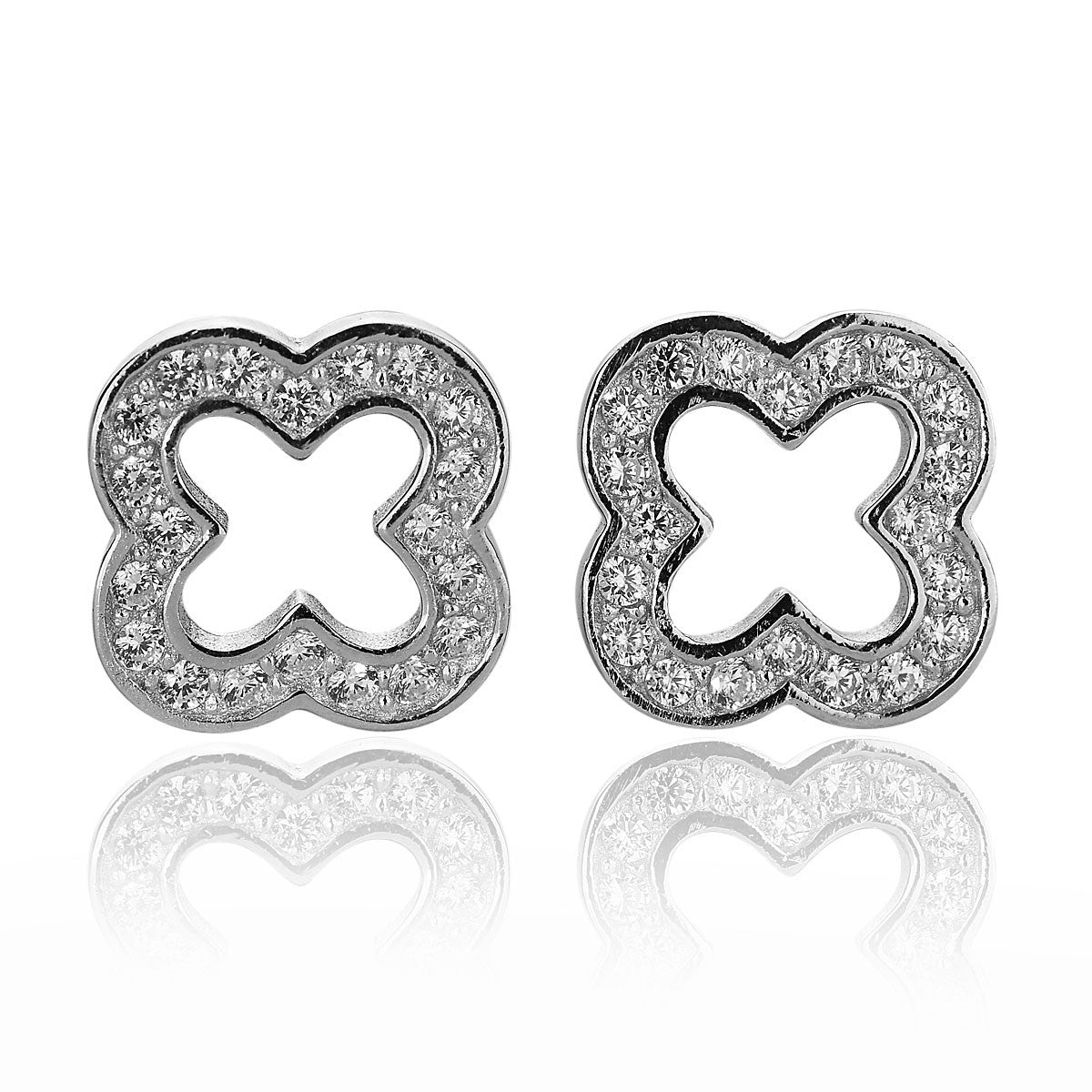 silver clover ear studs