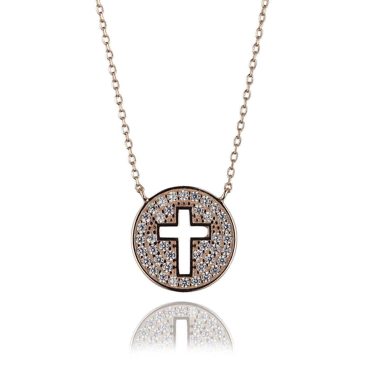 cut out cross rose gold necklace