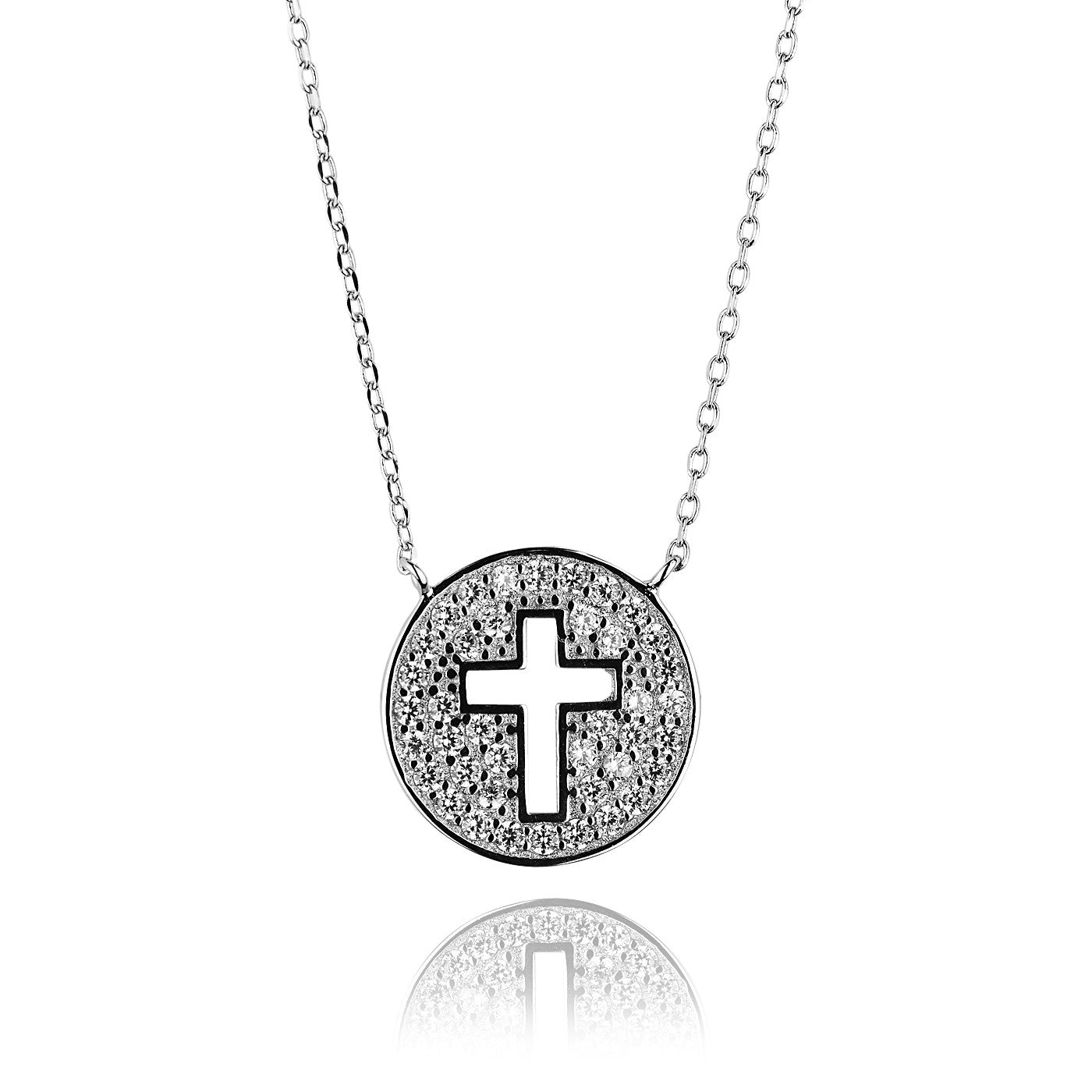 cut out cross silver necklace