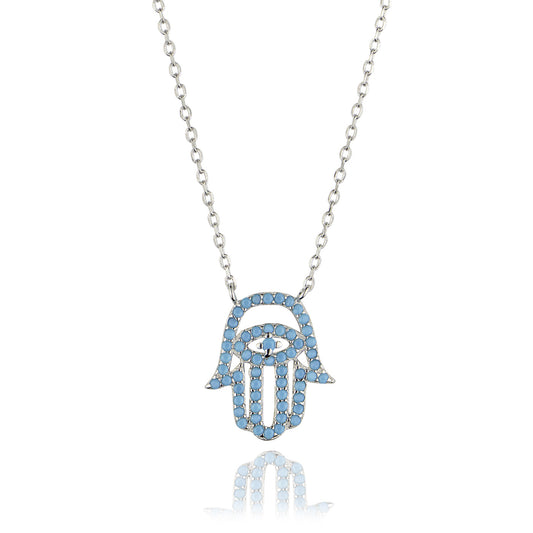 turquoise hamsa silver necklace