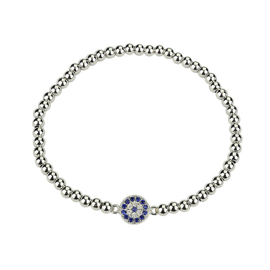 EVIL EYE BEADED SILVER BRACELET